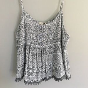 LA Hearts Gray Patterned Tank with Lace Trim